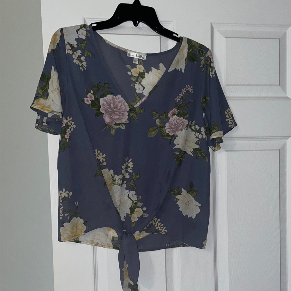 Nine Britton Floral Tie-Front Blouse